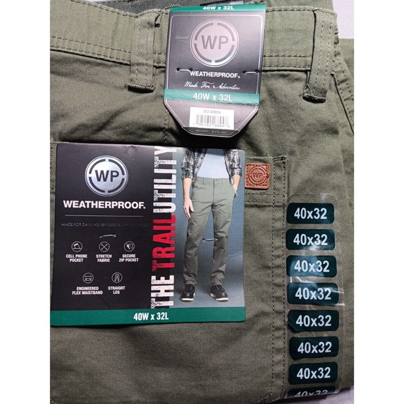 Weatherproof Men's 5 Pocket Trail Utility Pant Size 40W X 32L Green - Picture 7 of 8